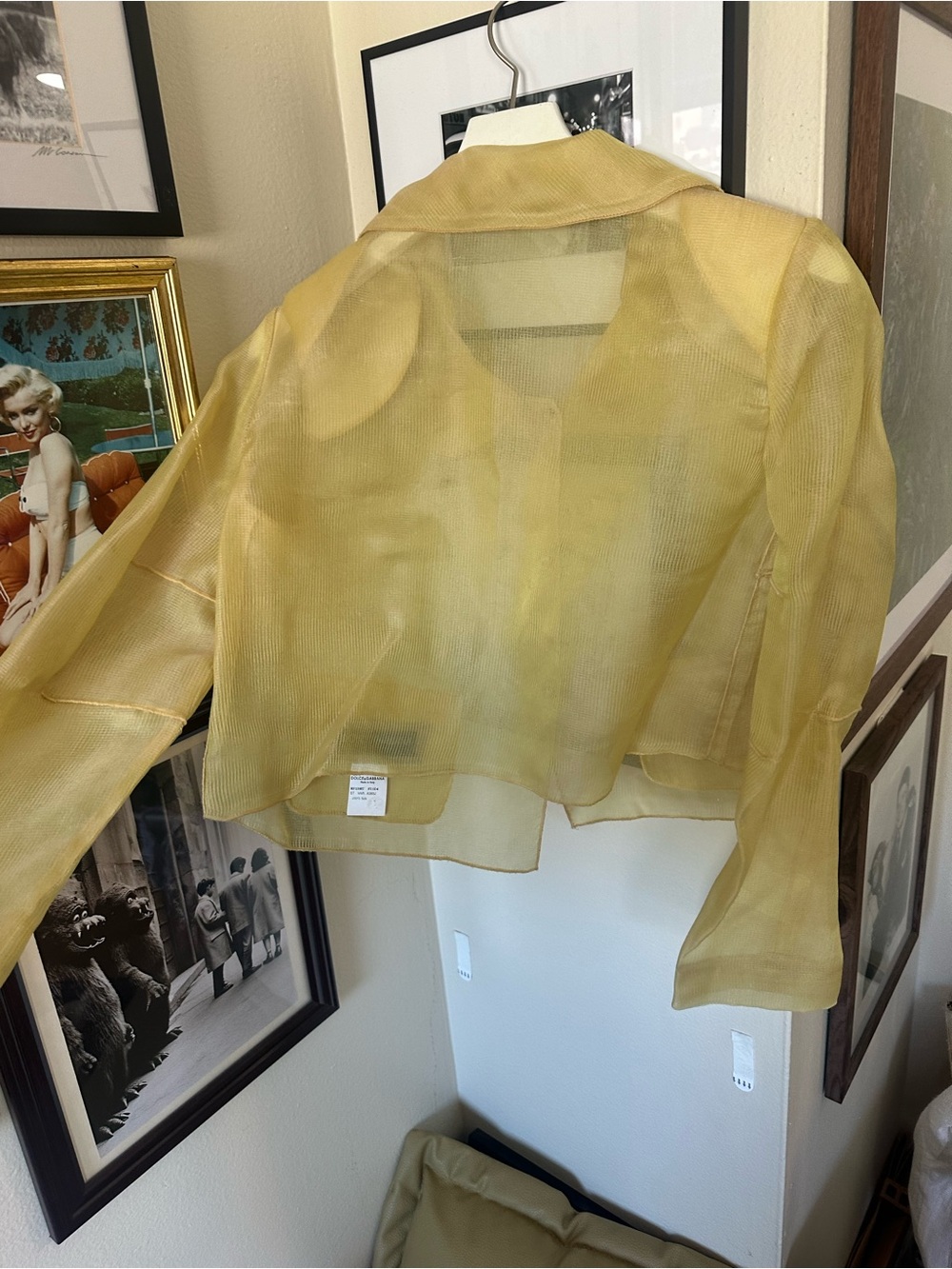 Dolce & Gabbana 100% Silk Organza Cropped Jacket - Sheer Butter Yellow FW08 - Picture 4 of 8